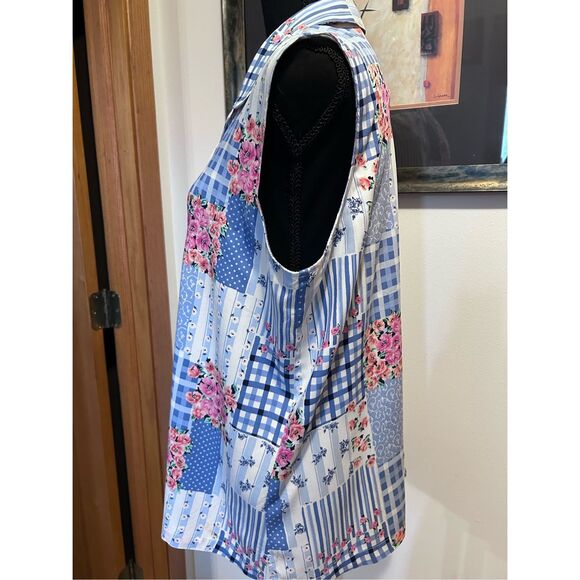 Crazy Horse by Liz Claiborne Sleeveless Button Up Floral Print Blouse Size XL - Picture 6 of 8